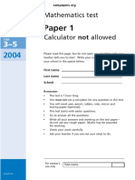 2004 KS3 Maths - Paper 1 - Level 3-5