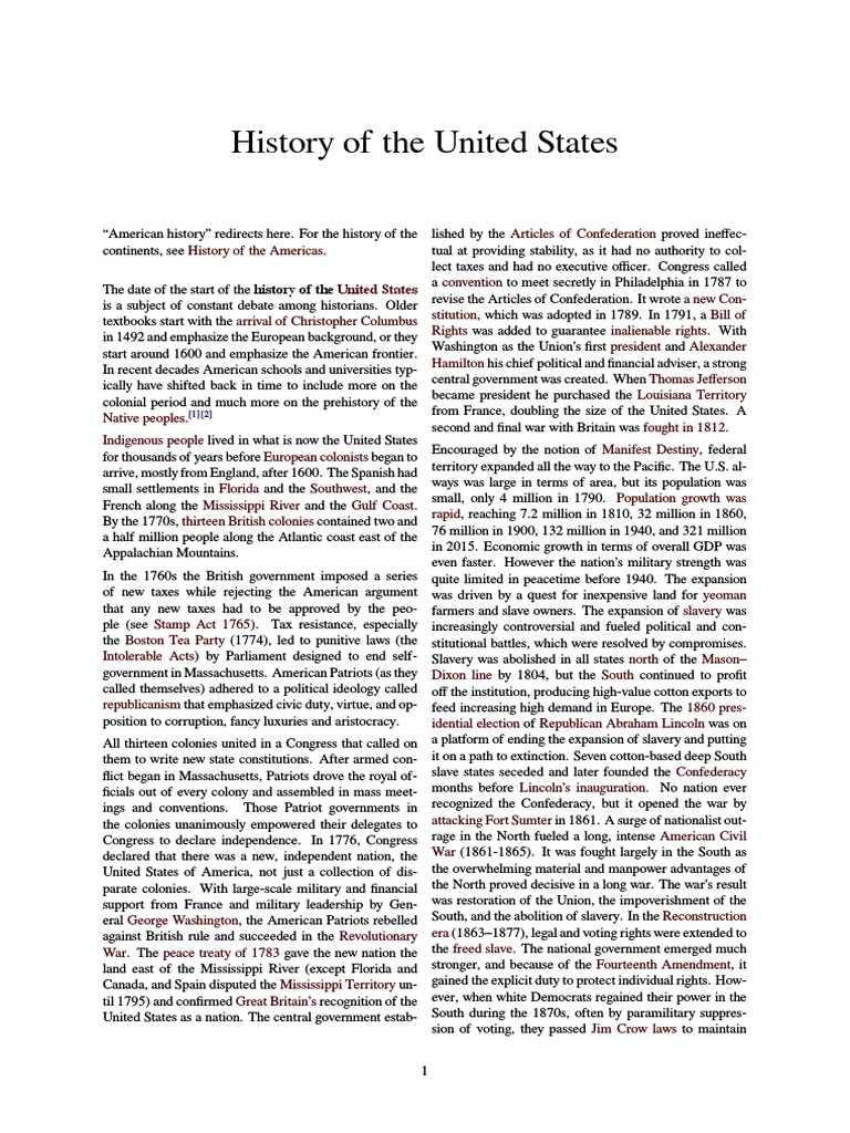 History of The United States | PDF | Slavery In The United States ...
