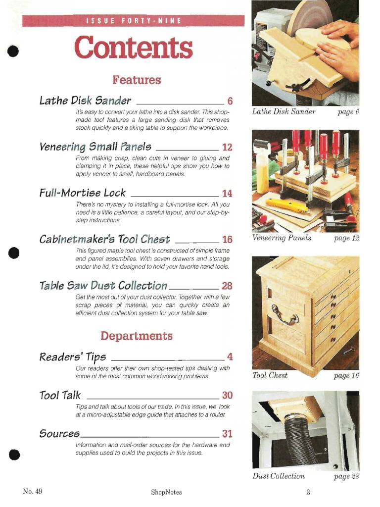 ShopNotes Contents Issues 49 To 72 | PDF | Tools | Wood
