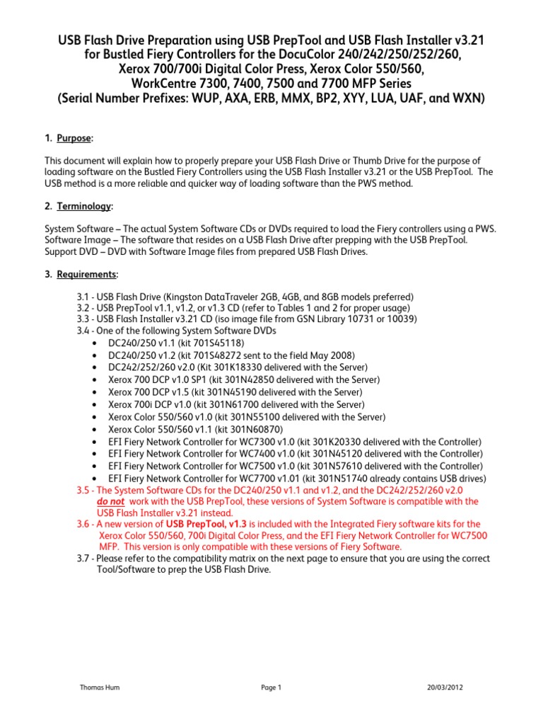 USB Setup for Bustled Fiery Controllers | PDF | Booting | Usb Flash Drive