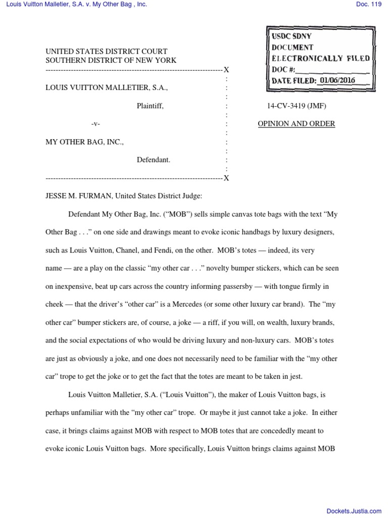 Louis Vuitton v. My Other Bag | Trademark Dilution | Summary Judgment