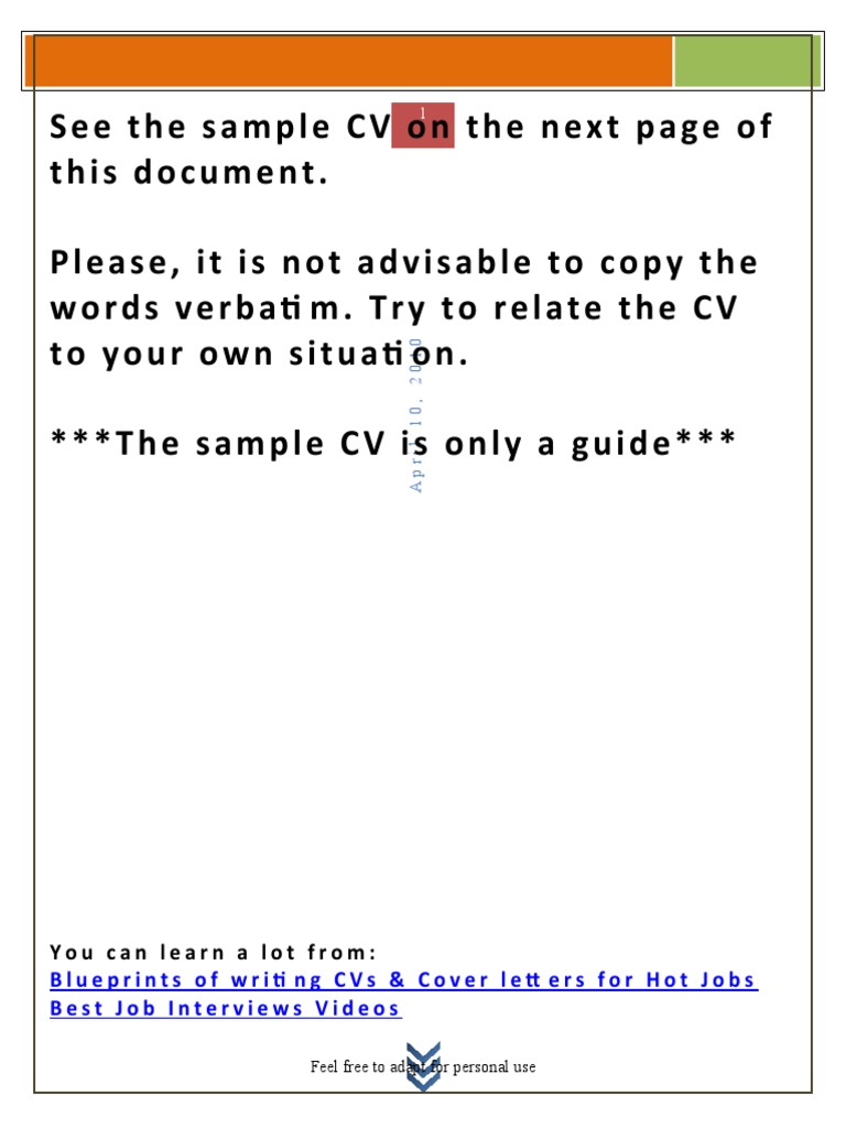 Sample CV for Hot Jobs in Nigeria | Currículo | Documentos Empresariais