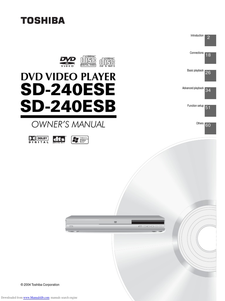 SD-240ESE SD-240ESB: DVD Video Player | PDF | Compact Disc | High ...