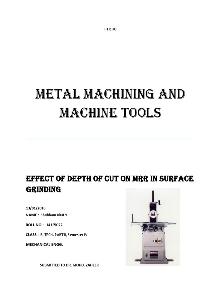 Effect of Depth of Cut On MRR in Surface Grinding PDF Machining