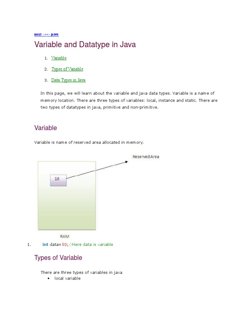 Java Variables and Data Types Explained | PDF | Constructor (Object ...