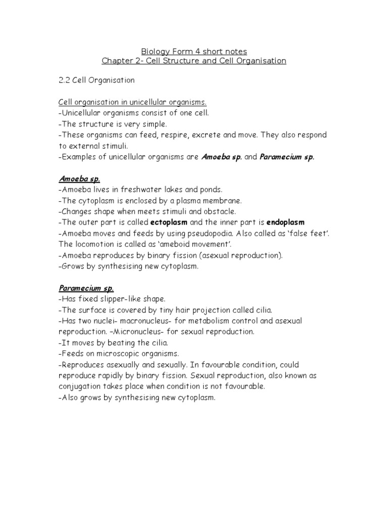 Biology Form 4 Short Notes (2.2) Part 1
