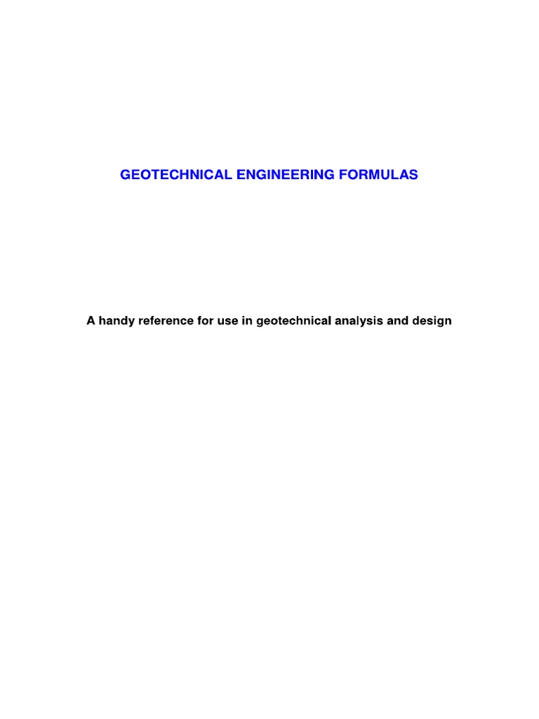 Geotekniske Formler | PDF