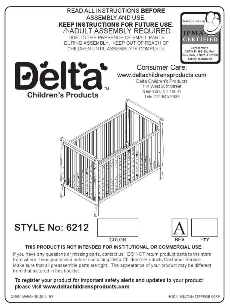 delta crib screw sizes