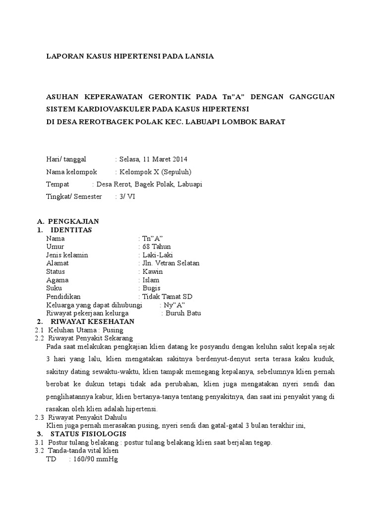 Laporan Kasus Hipertensi Pada Lansia