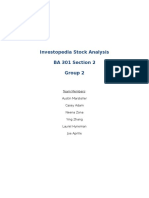 Investopedia Stock Analysis BA 301 Section 2 Group 2