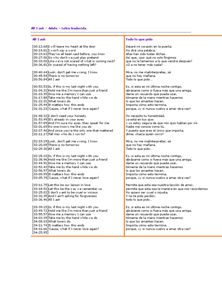 Adele One And Only Letra Traducida