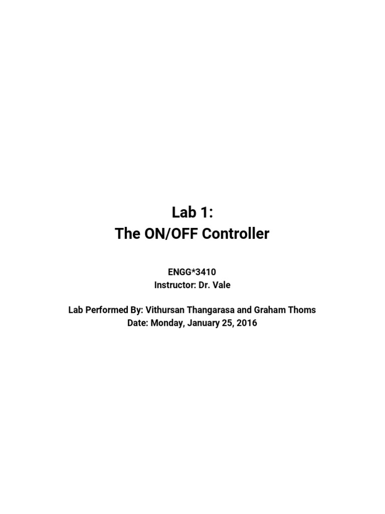 Lab 1 On Off Controller | PDF | Hysteresis | Control Theory