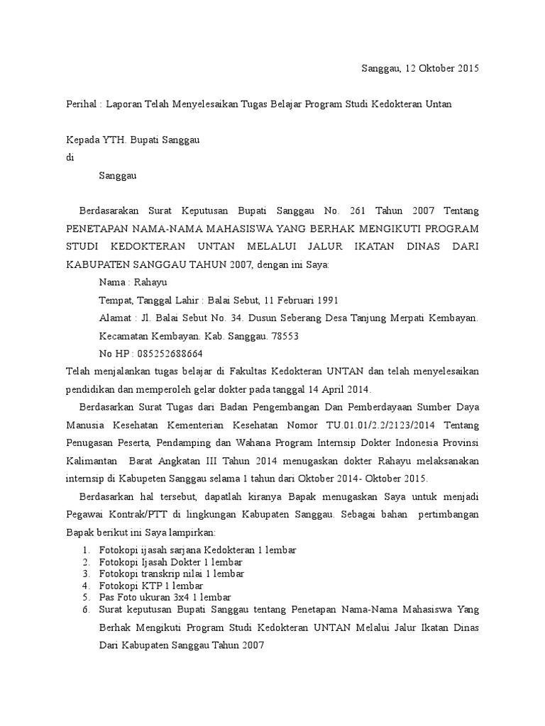 Laporan Selesai Tugas Belajar