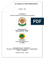 "Investigatory Report On Food Adulteration": Submitted To Central Board of Secondary Education