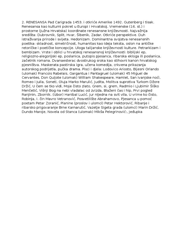 Ponavljanje Renesansa | PDF