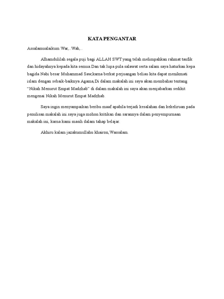 Makalah Definisi Nikah 4 Madzhab