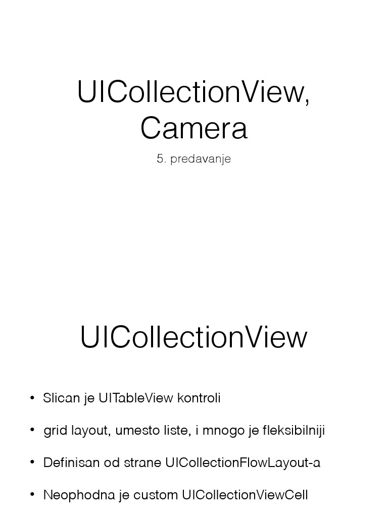 UICollectionView and Camera Integration Guide | PDF
