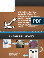 Uji Bakteri Coliform Pada Air Minum Isi Ulang Dengan Metode Most Probable Number Di Wilayah Kerja Puskesmas Kalitanjung Kota Cirebon Tahun 2016