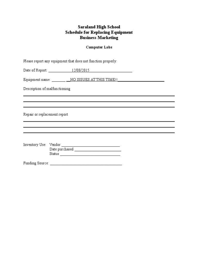 School Equipment Replacement Plan | PDF