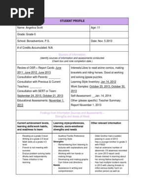 student profile