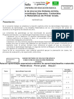 Primer Grado DOSIFICACION MATEMATICAS