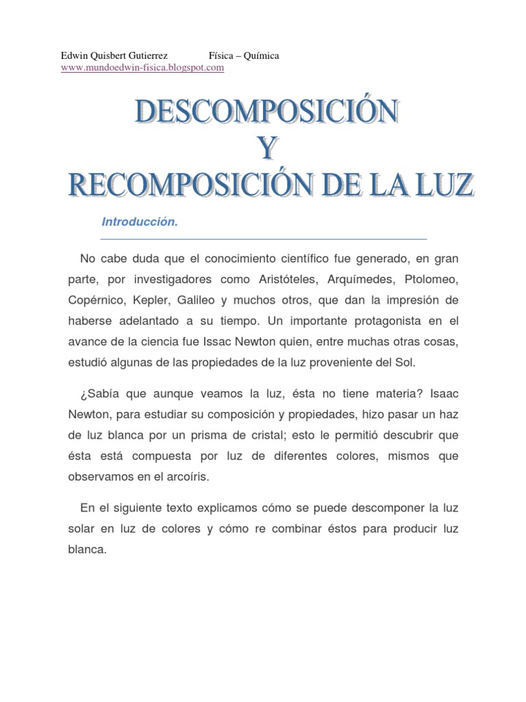 Descomposición de la Luz Blanca | PDF | Ligero | Arco iris