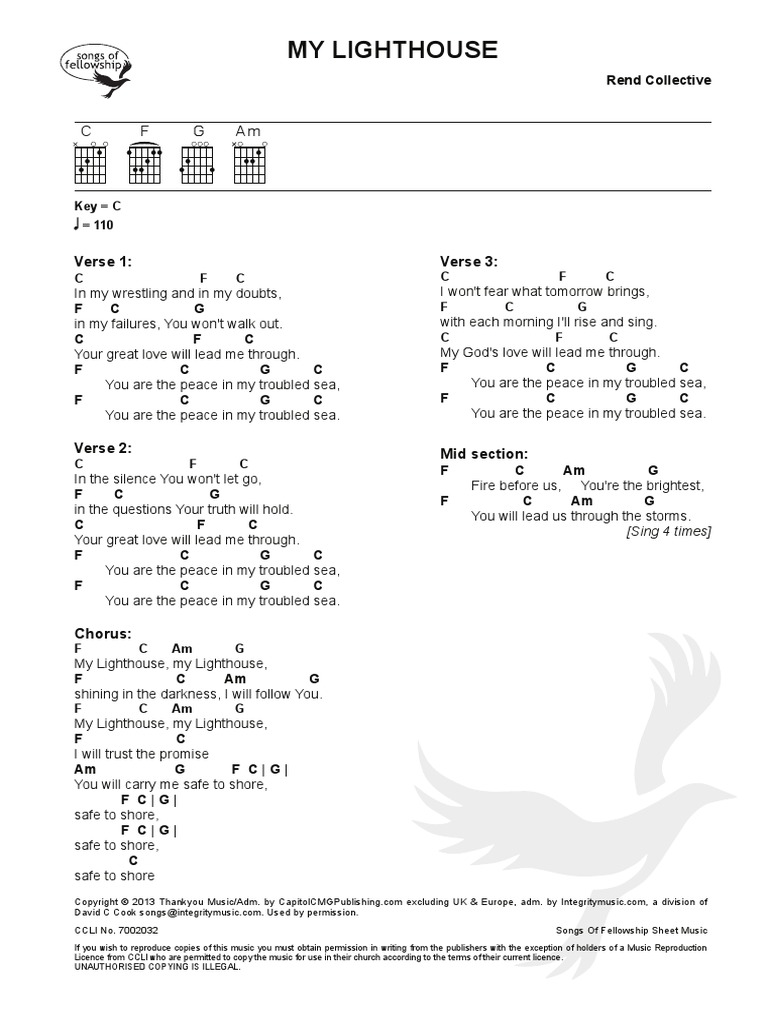 My Lighthouse Chord Chart 1 Song Structure Entertainment (General)