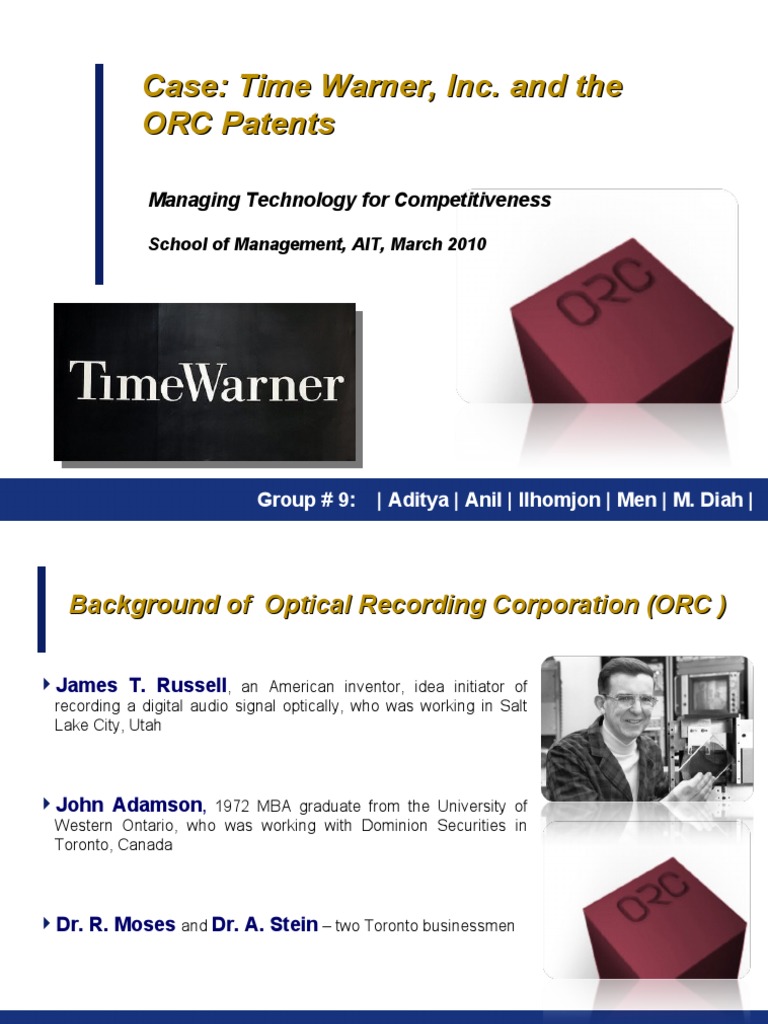 Time Warner and ORC Case Study | PDF | Patent | Patent Law