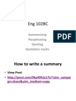 HEng102 SummaryonPrezi Paraphrase Quote QuotationMarks SP16