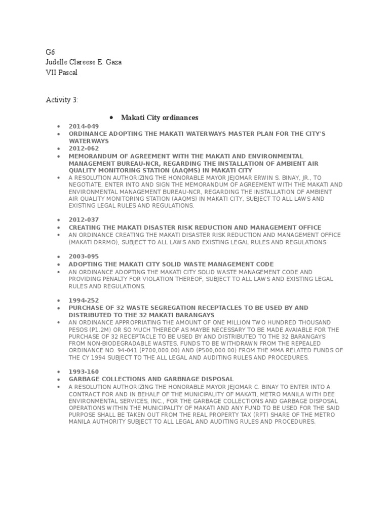 Makati City Ordinances | PDF | Makati | Waste Management