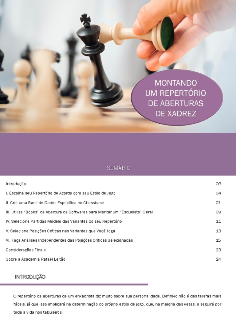 Como Montar Um Repertório de Aberturas, PDF, Aberturas (xadrez)