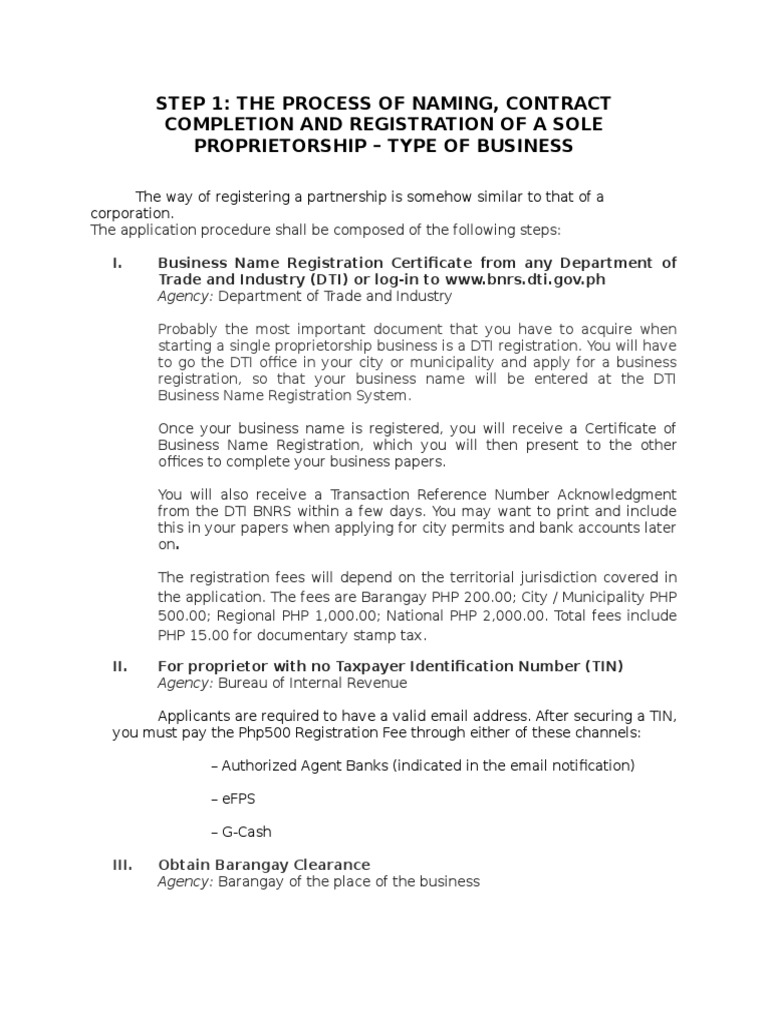 Steps in Registering Sole Proprietorship Sole