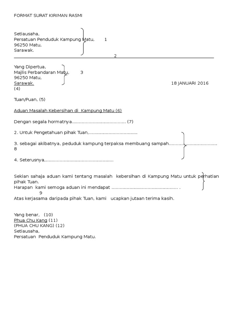 Format Surat Kiriman Rasmi | PDF