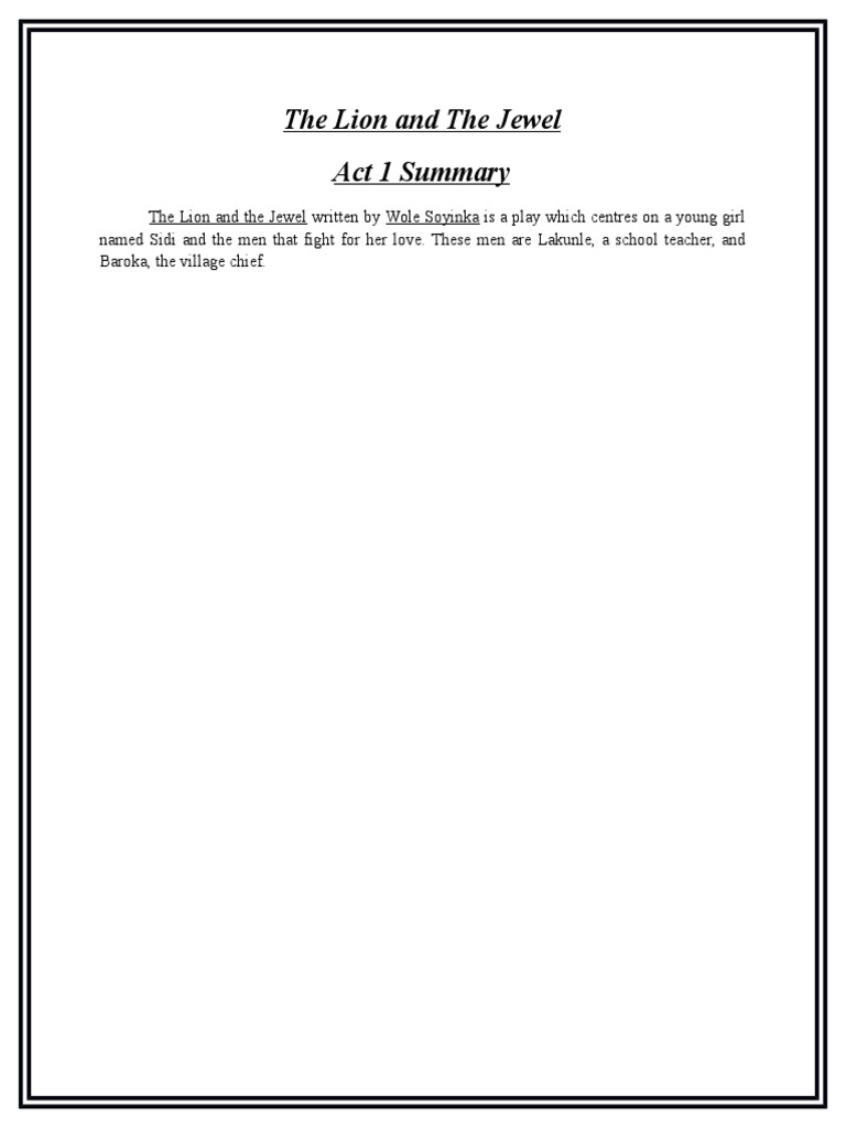 The Lion and The Jewel PDF