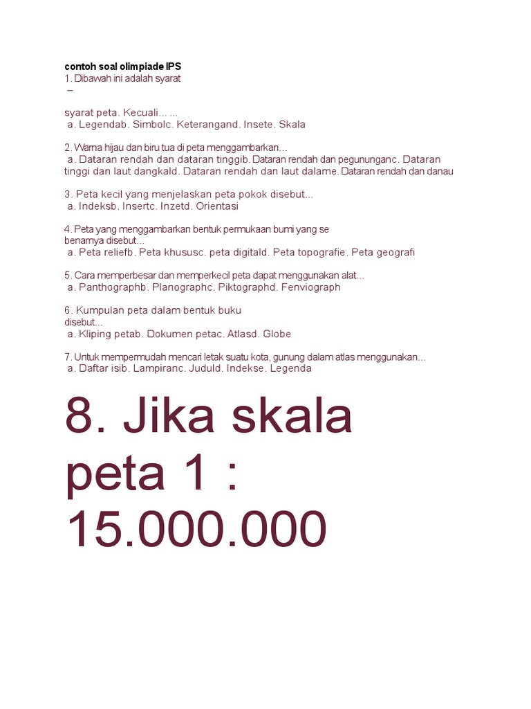 Contoh Soal Olimpiade Ips