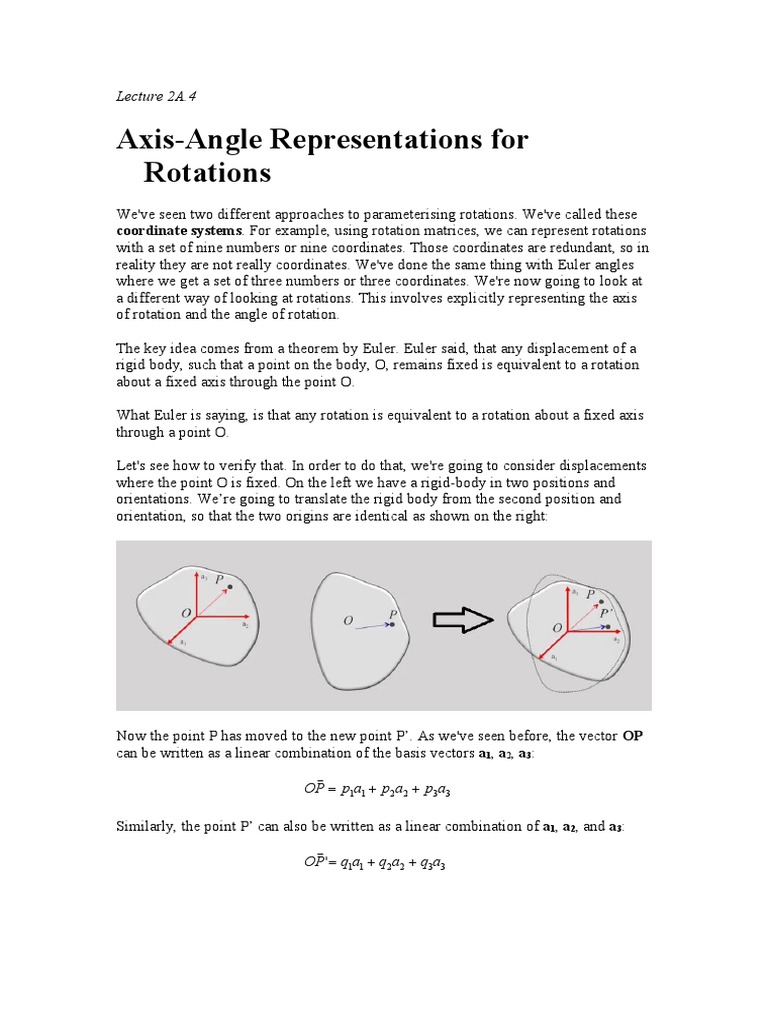 Axis-Angle to Rotation Matrix Explained | PDF | Euclidean Vector | Rotation