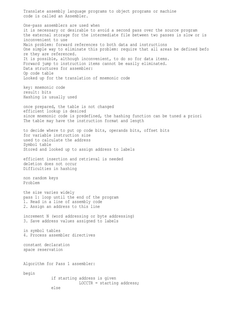 One Pass Assembler PDF
