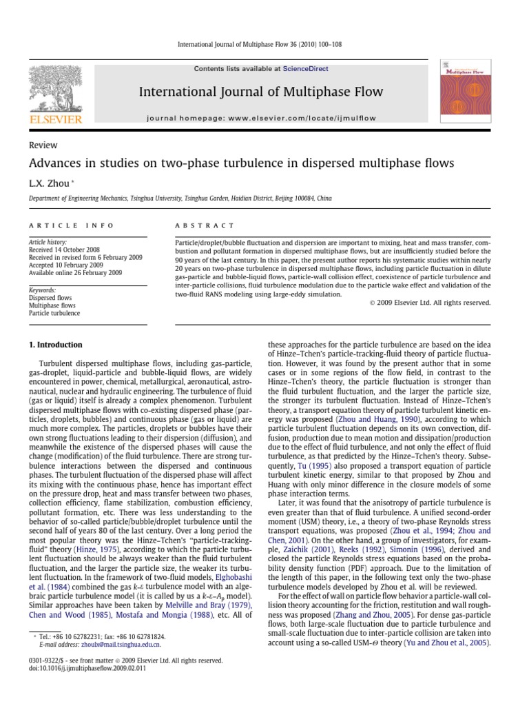Advances in Studies On Two Phase Turbulence in Dispersed Multiphase ...