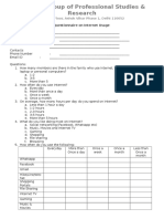 J-35C, II Floor, Ashok Vihar Phase 1, Delhi 110052: Questionnaire On Internet Usage Details of Respondent