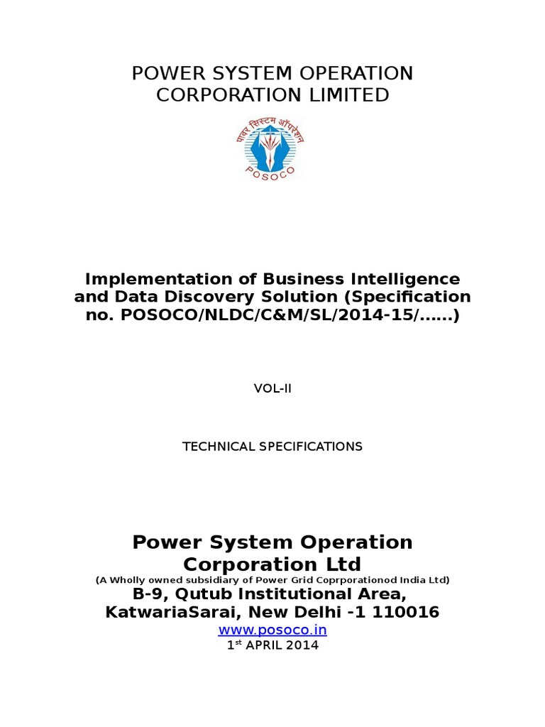 Vol-II Technical Specifications | PDF | Business Intelligence | Data ...