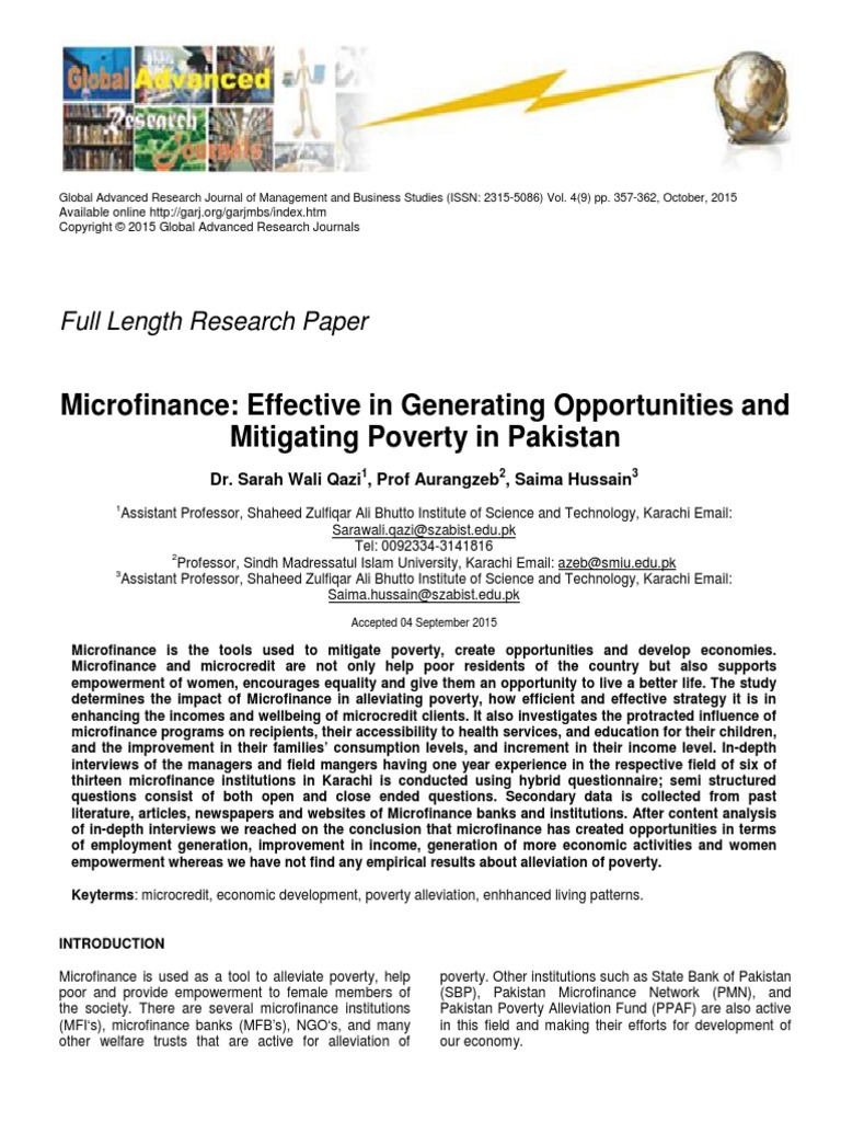 Microfinance in Pakistan | PDF | Microfinance | Poverty Reduction
