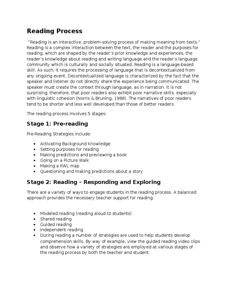 Reading Process PDF Reading (Process) Human Communication
