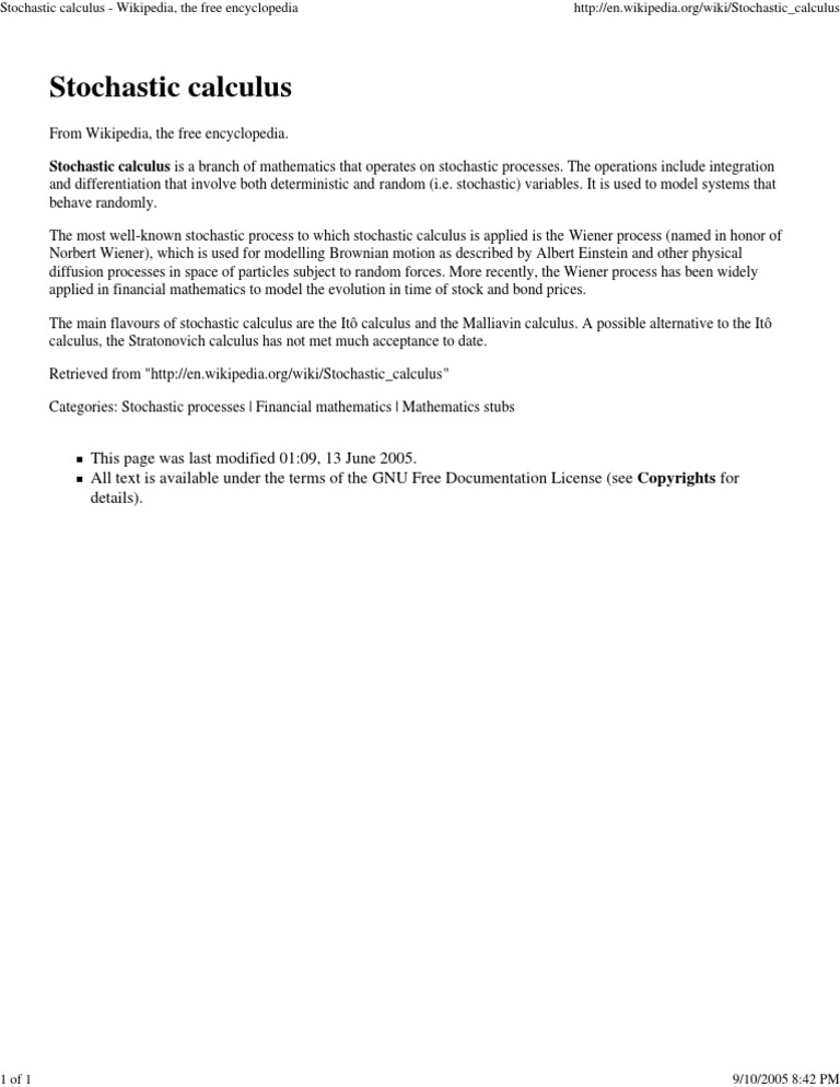 Stochastic Calculus | PDF