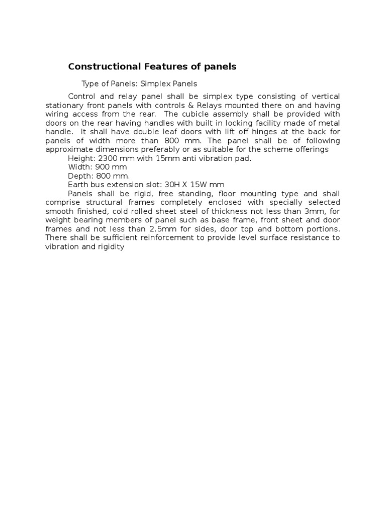Constructional Features of Panels | PDF | Technology & Engineering