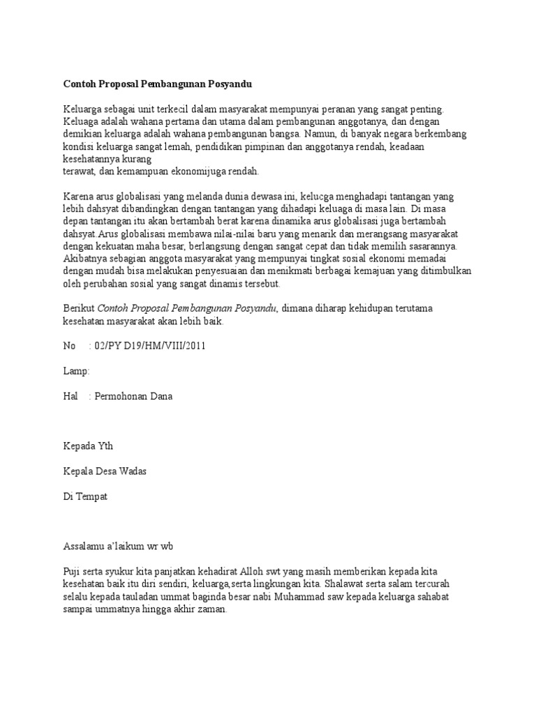 Contoh Proposal Pembangunan Posyandu