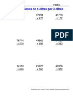 Multiplicaciones de 5 Cifras Por 3 Cifras: Nombre: - Fecha