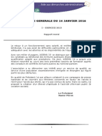 Rapports Des Exercices 2013, 2014 Et 2015 Pour L'assemblee Generale Du 24 Janvier 2016