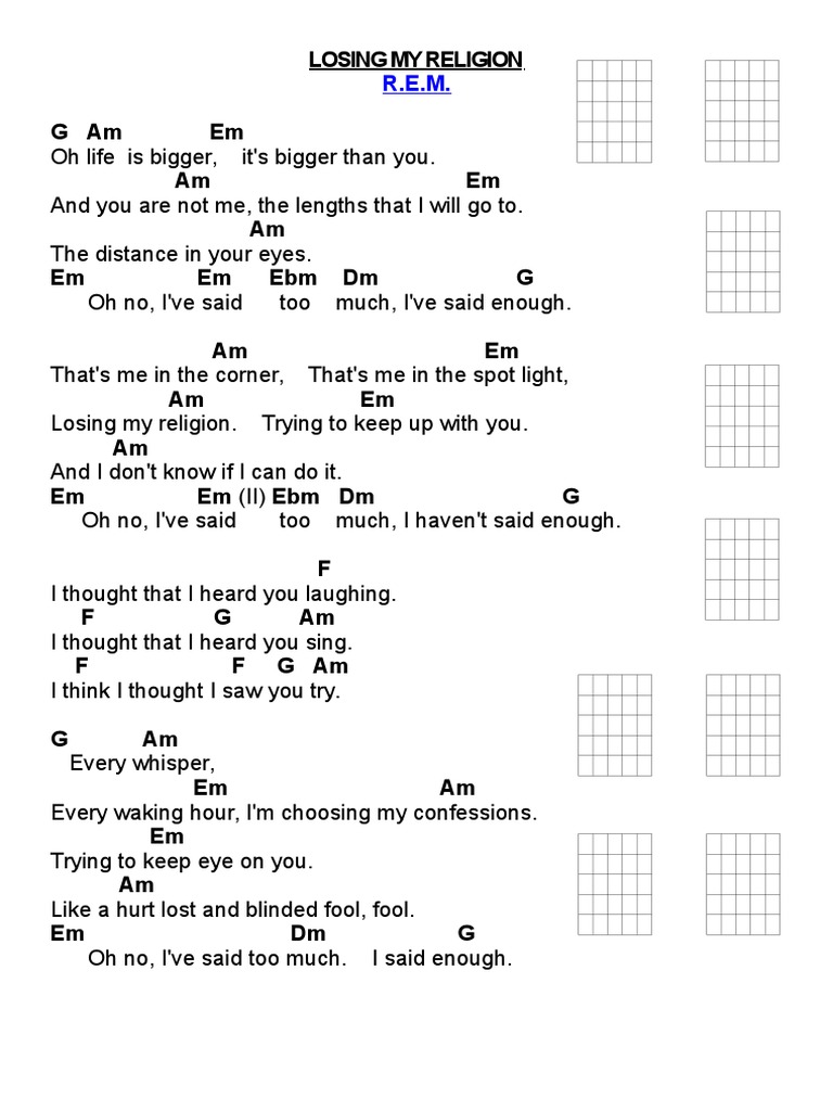 Losing My Religion Cifra Pdf
