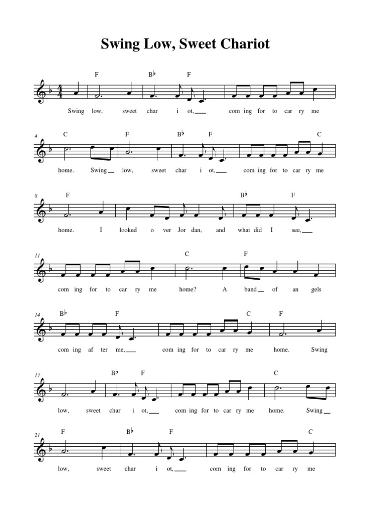 Swing Low, Sweet Chariot Lead Sheet PDF