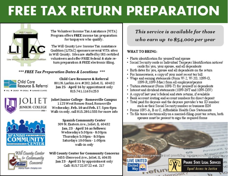 Free Tax Return Preparation This Service Is Available For Those Who